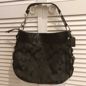 Coach Zoe X-Large Black Signature Hobo Bag